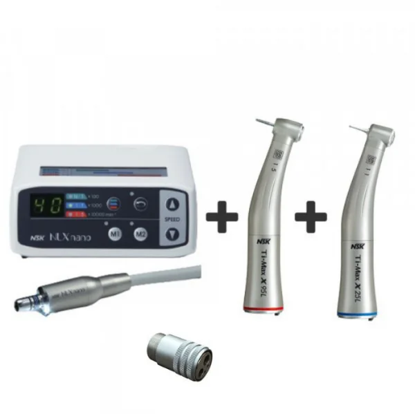 MicroMotor Eltrico NLX Nano  + C/A Titnio Mult 1:5 ptico NSK + C/A Titnio 1:1 ptico + Adaptador T912 NSK